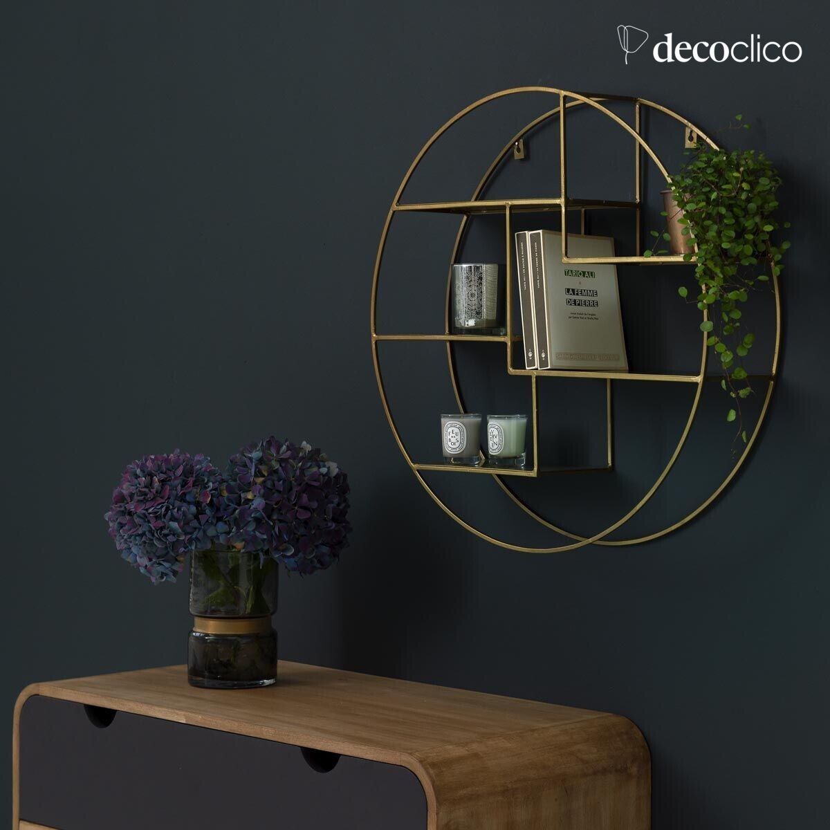 Estante de pared redondo de metal con acabado antiguo Uptown