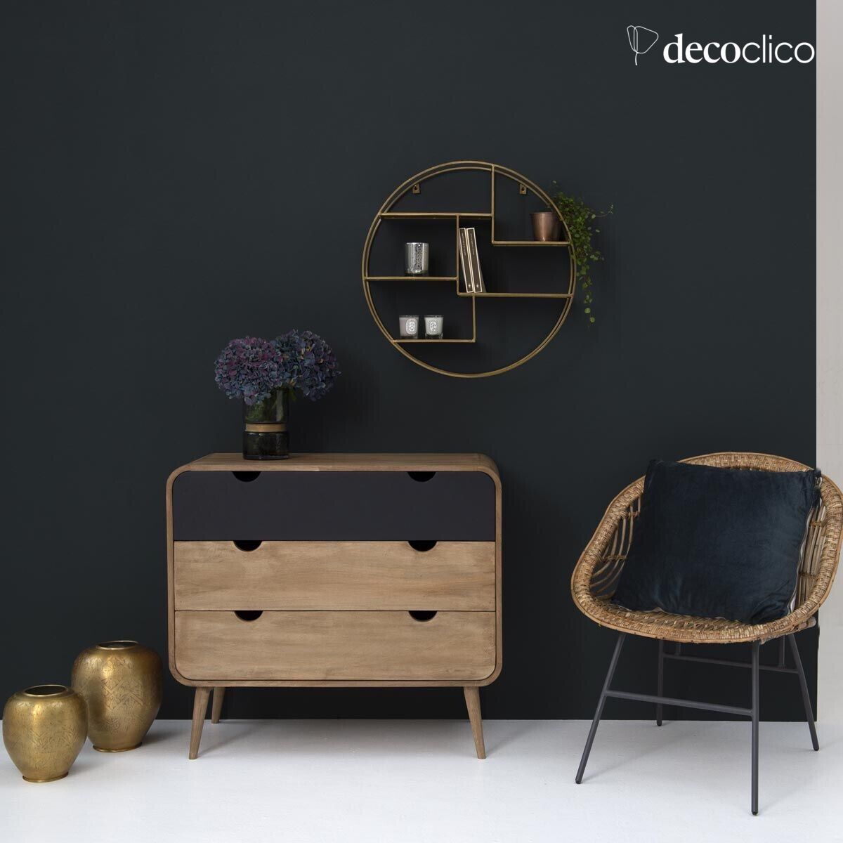 Estante de pared redondo de metal con acabado antiguo Uptown