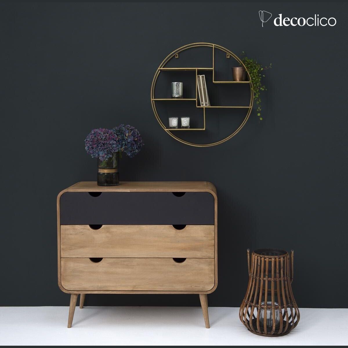 Estante de pared redondo de metal con acabado antiguo Uptown