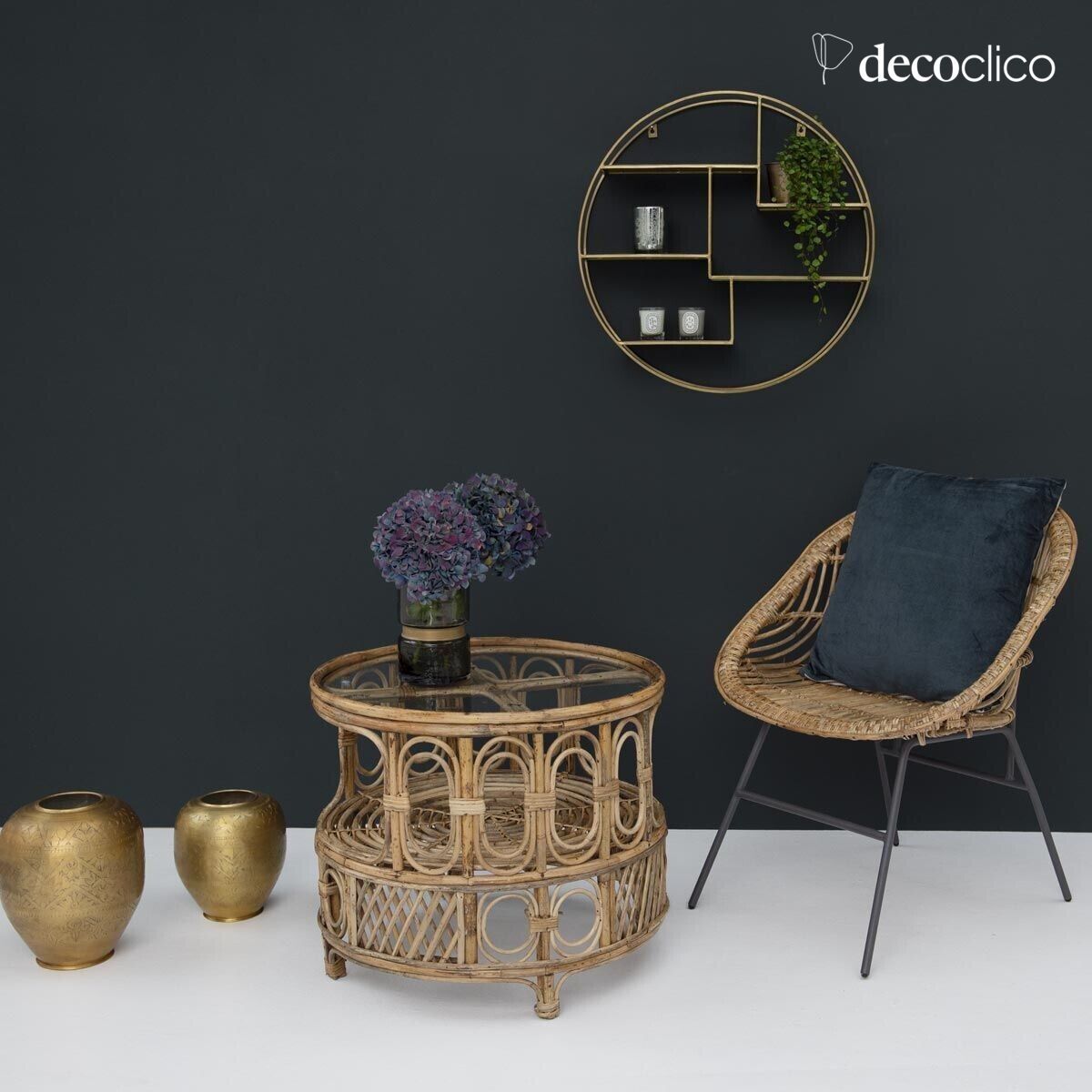 Estante de pared redondo de metal con acabado antiguo Uptown