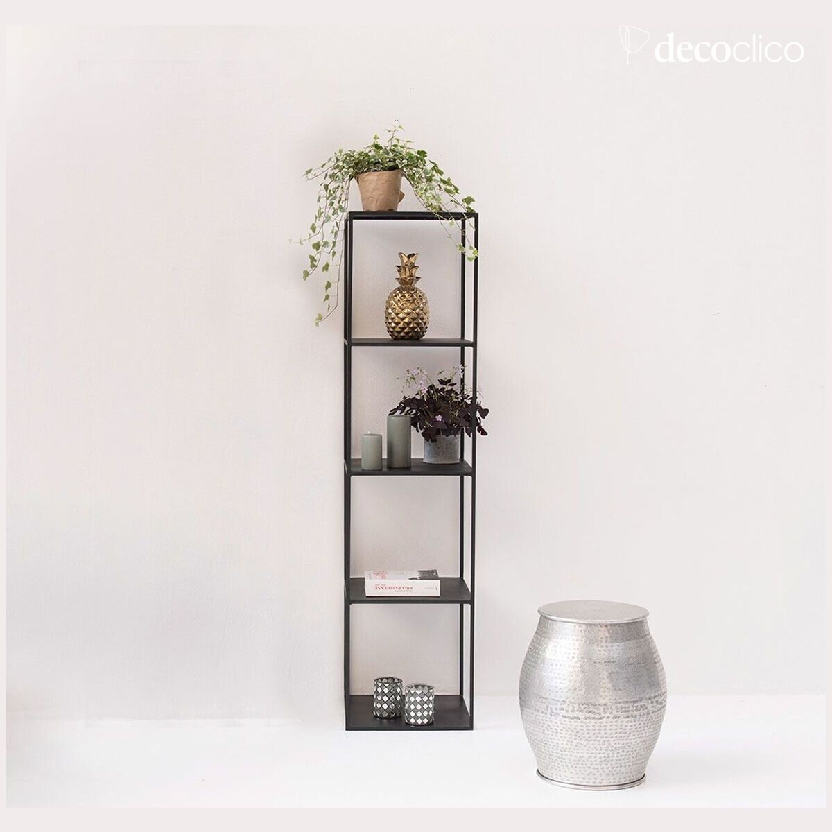 Estantería columna de metal negro mate 140 cm Douglas