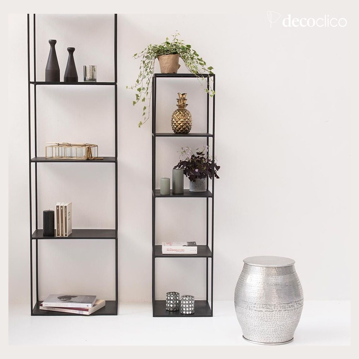 Estantería columna de metal negro mate 140 cm Douglas