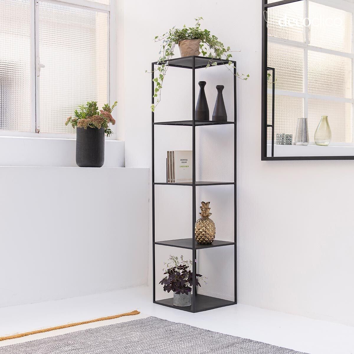 Estantería columna de metal negro mate 180 cm Douglas