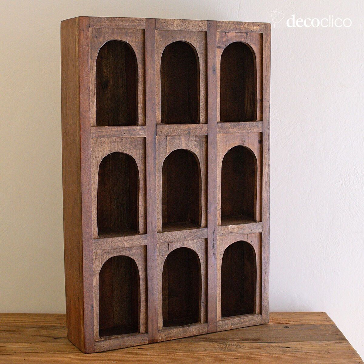 Estantería de 9 huecos de madera reciclada Pamir