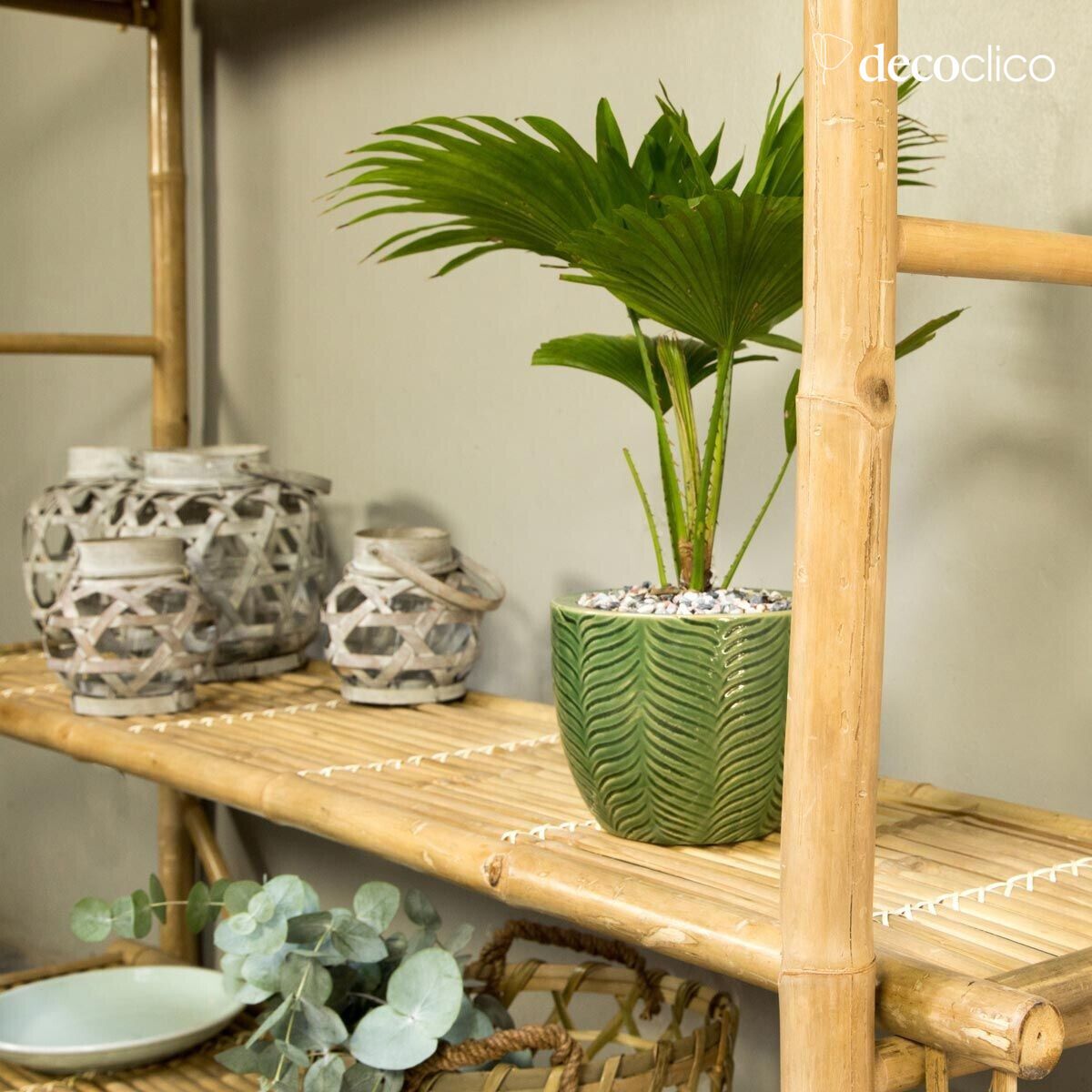 Estantería de bambú natural para colocar en la biblioteca Taman