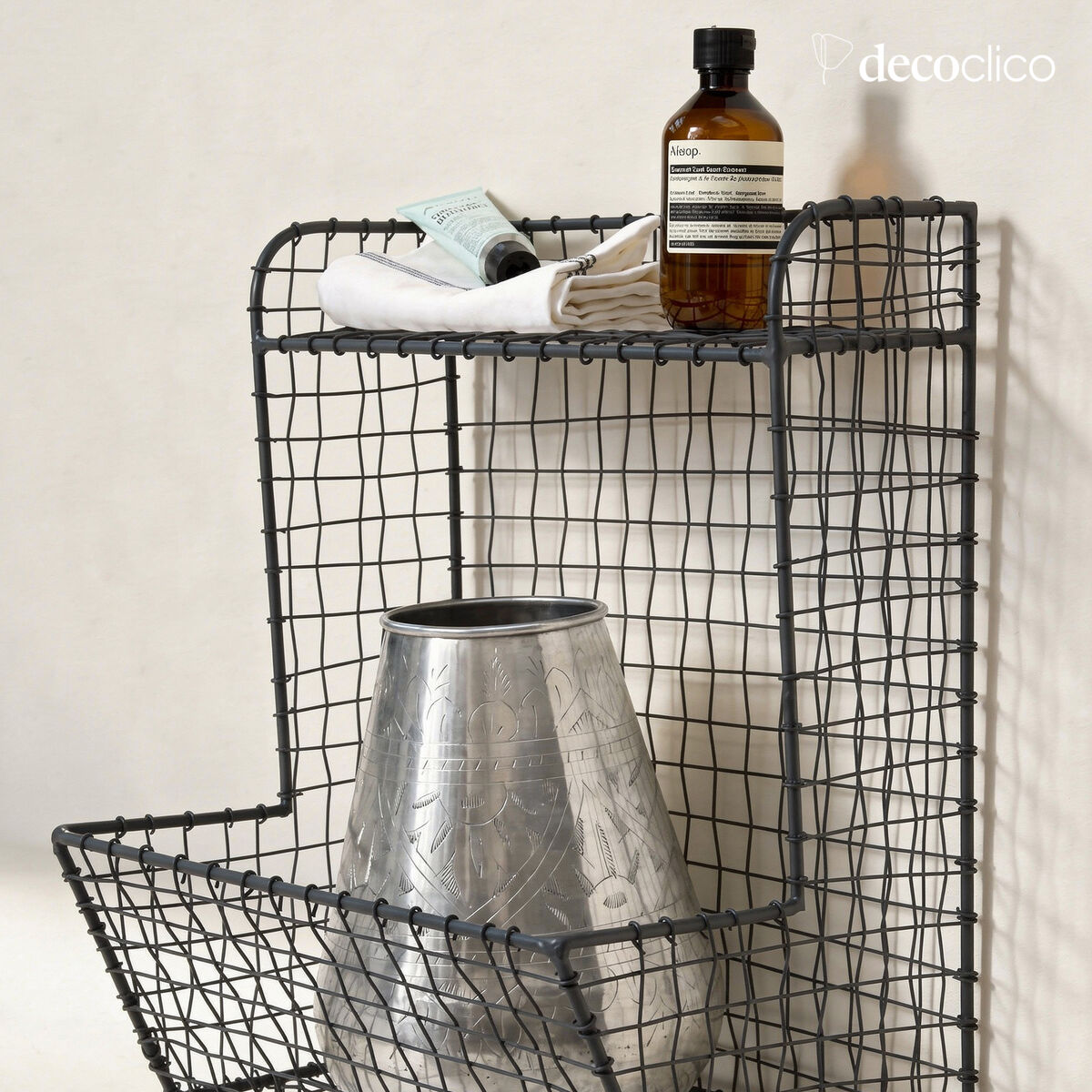 Etagère à poser en métal grillagé anthracite 3 paniers Greed