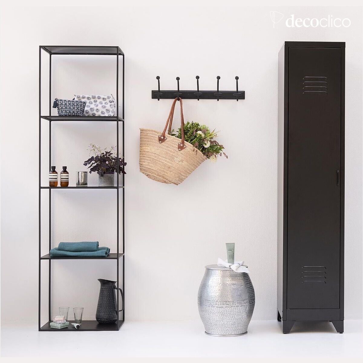 Etagère colonne en métal noir mat 180 cm Douglas