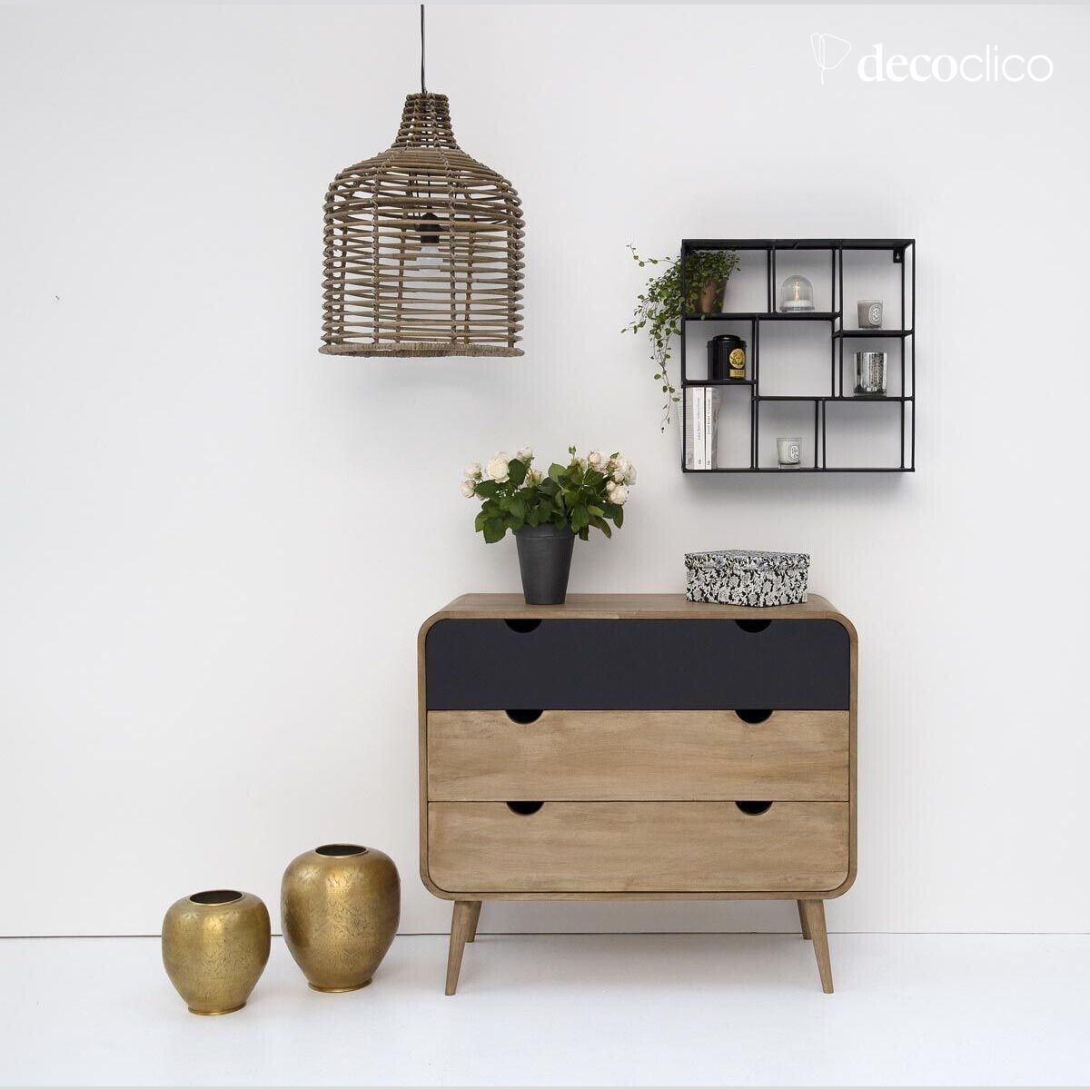 Etagère murale carrée en métal filaire noir mat Uptown