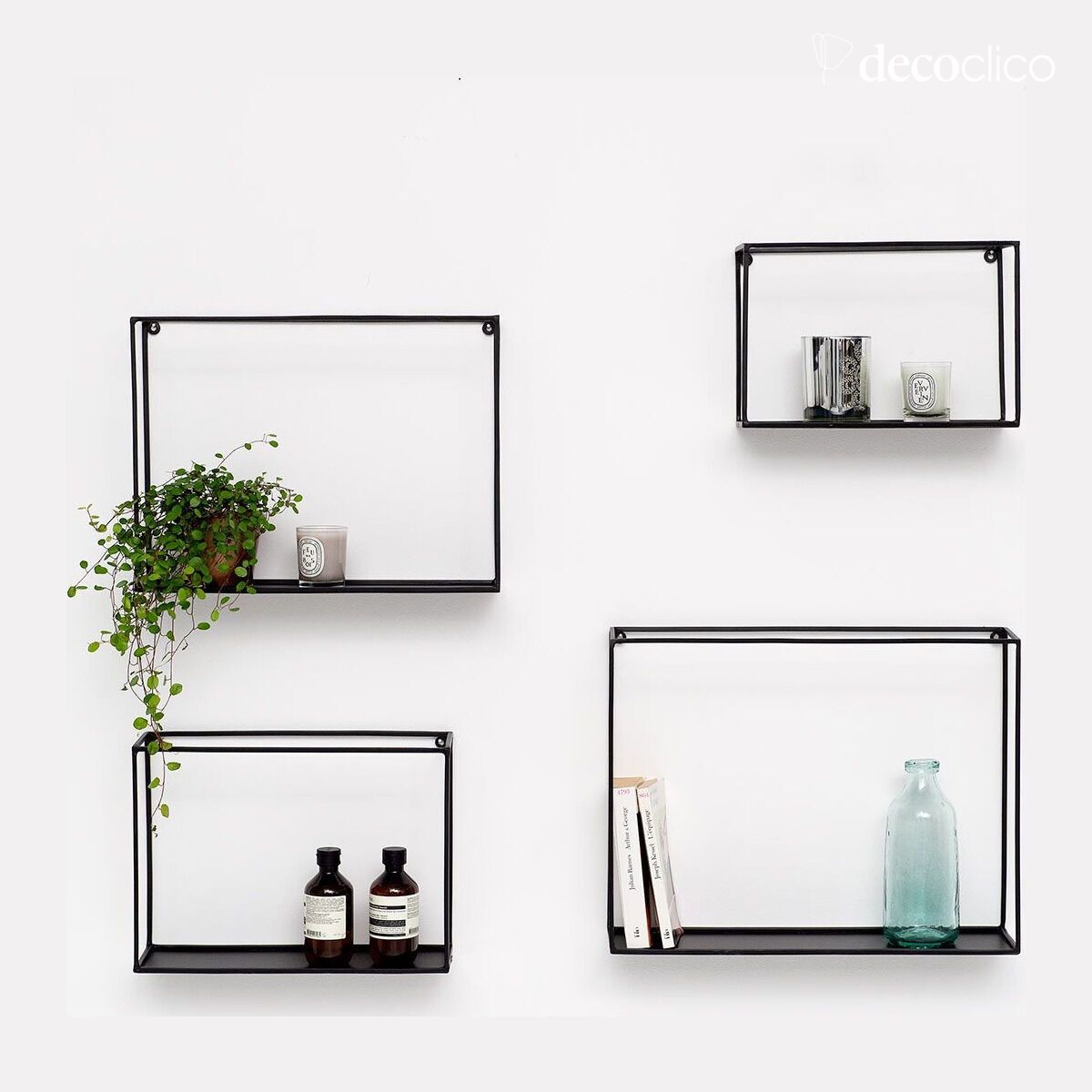 Etagère murale en métal filaire noir mat (lot de 4) Uptown