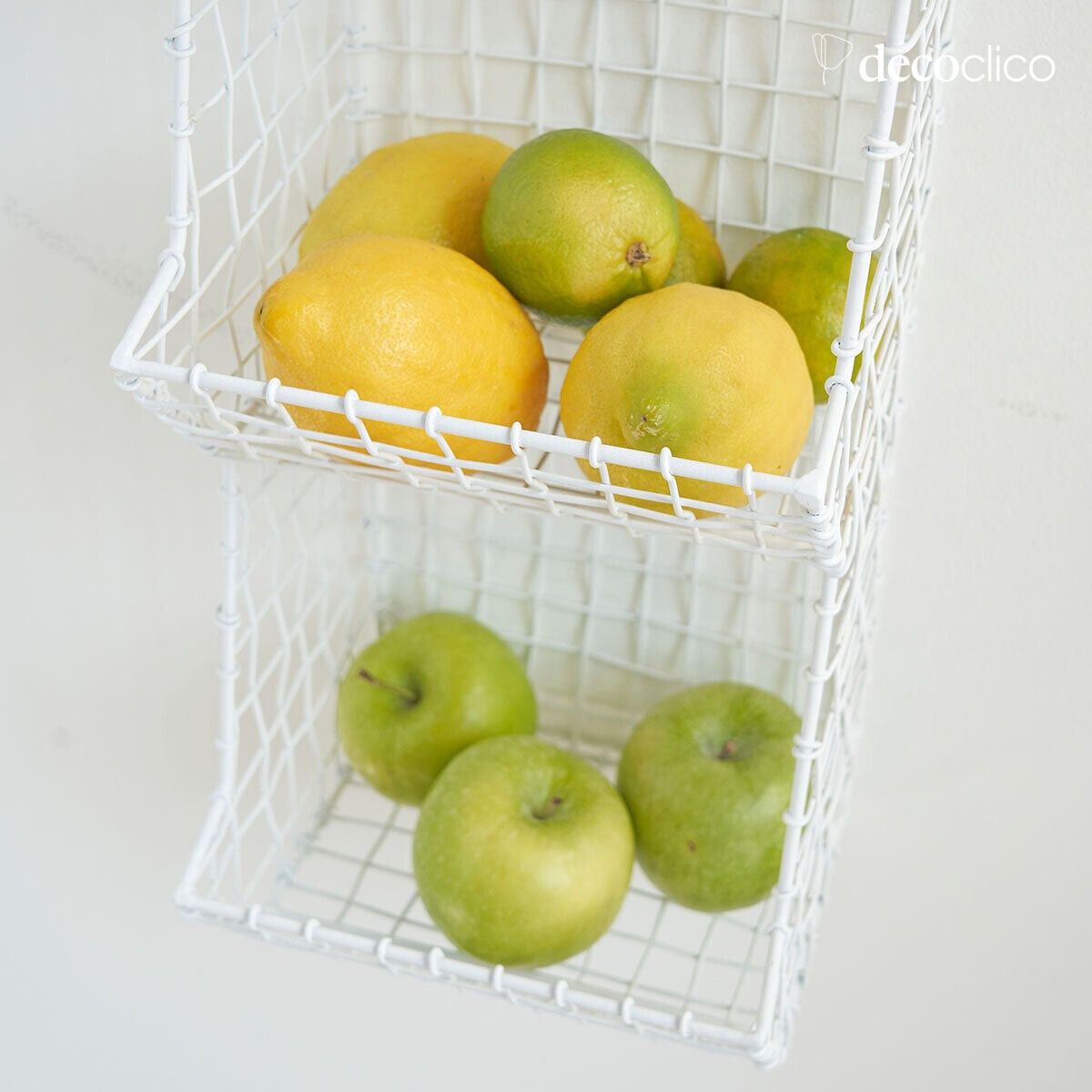 Etagère murale en métal grillagé finition blanc mat 3 paniers Greed