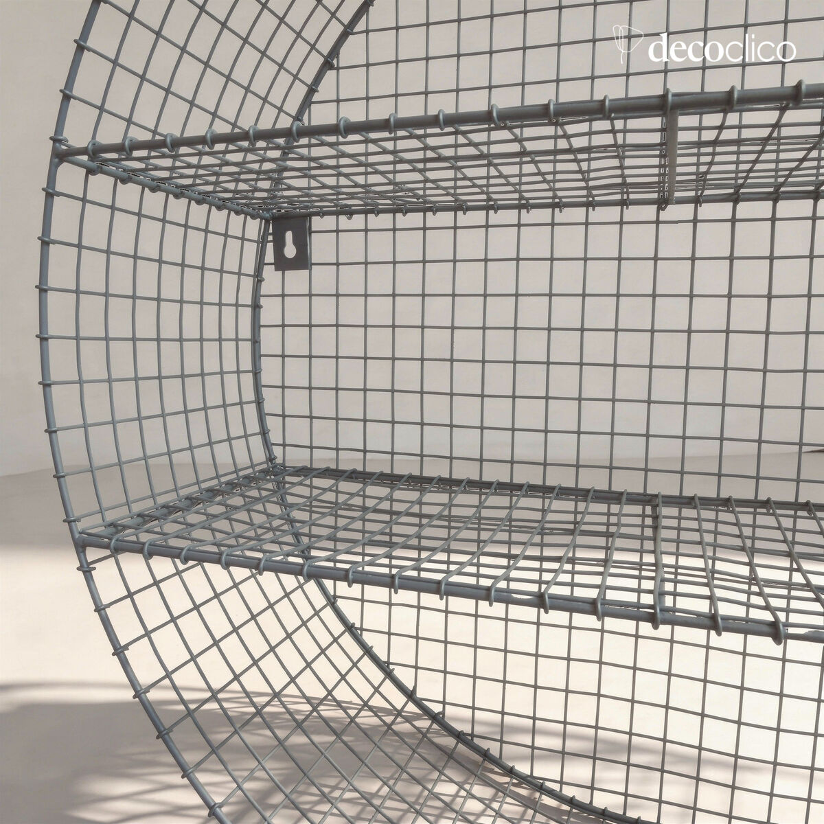 Etagère murale ronde en métal grillagé anthracite Greed
