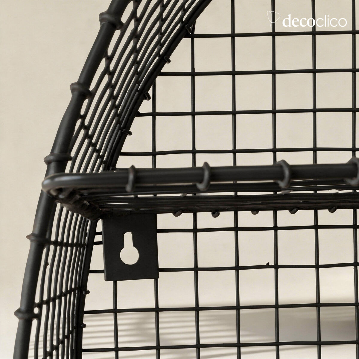 Etagère murale ronde en métal grillagé anthracite Greed