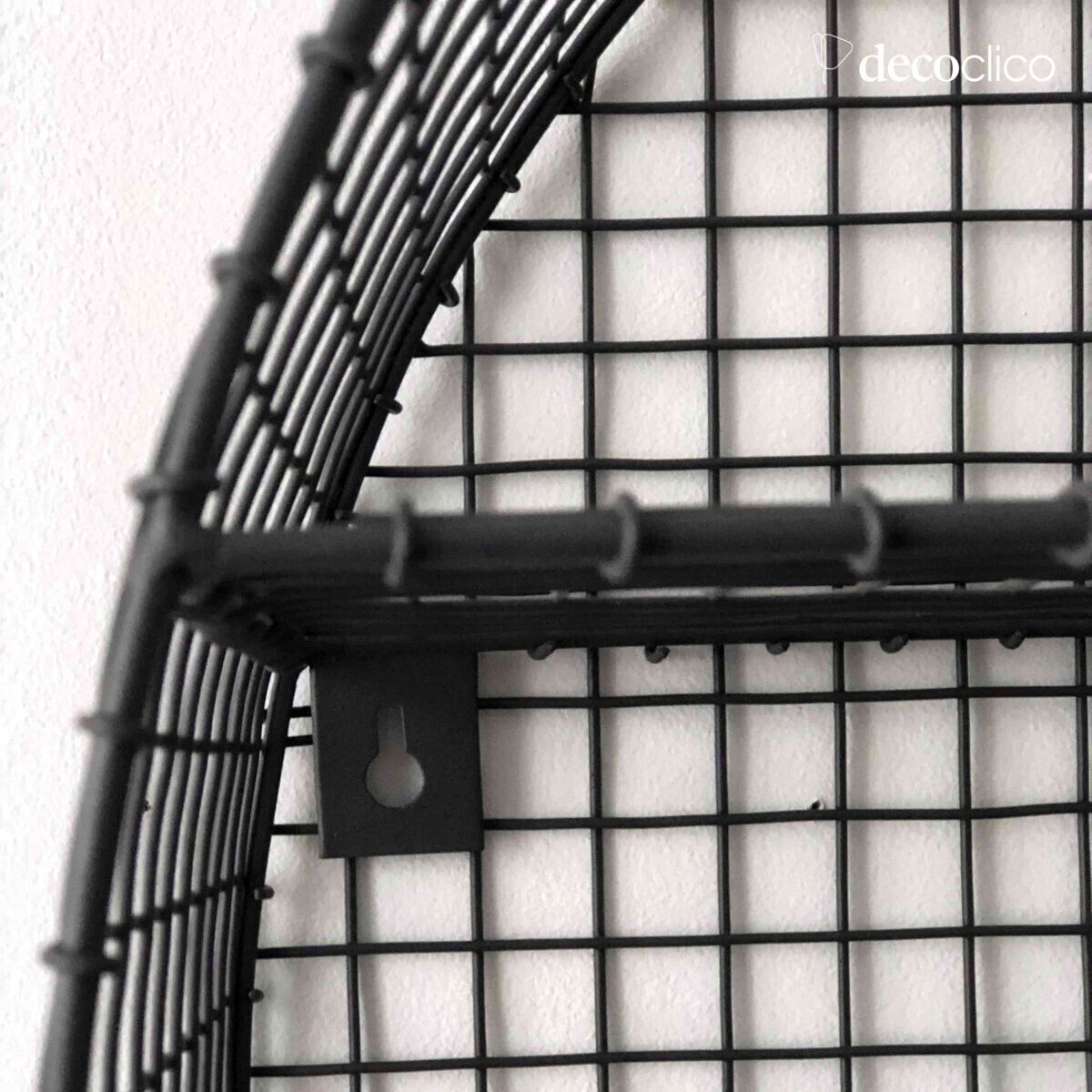 Etagère murale ronde en métal grillagé anthracite Greed