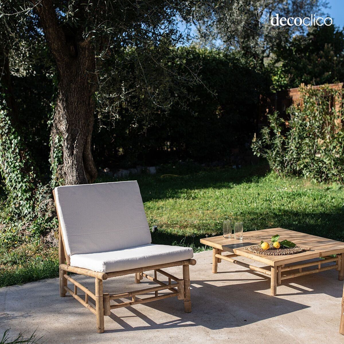 Fauteuil bas en bambou naturel Taman