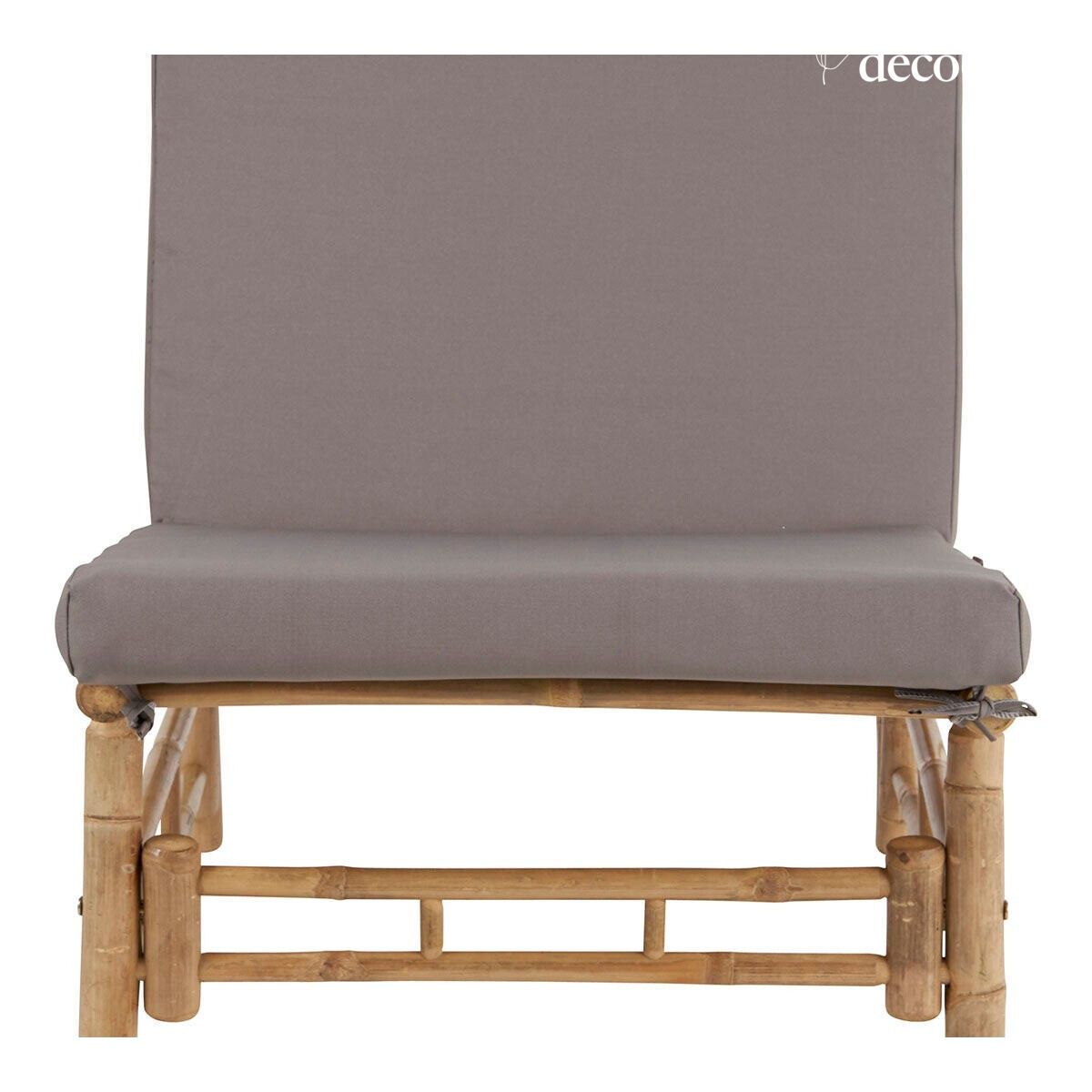 Fauteuil bas lounge en bambou naturel coussin gris outdoor Taman