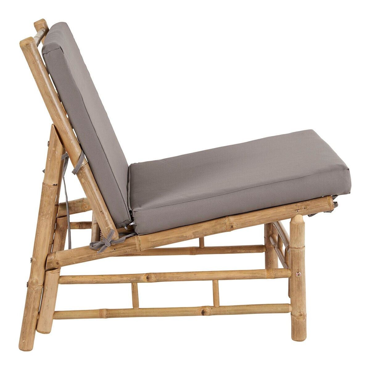 Fauteuil bas lounge en bambou naturel coussin gris outdoor Taman