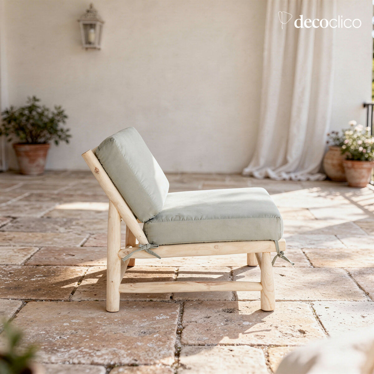 Fauteuil bas lounge en bois de teck Pepper