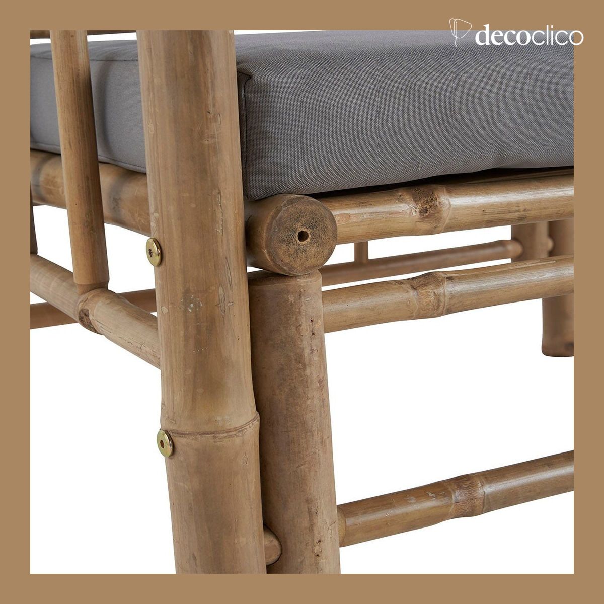 Fauteuil de jardin en bambou naturel avec coussin gris outdoor Taman