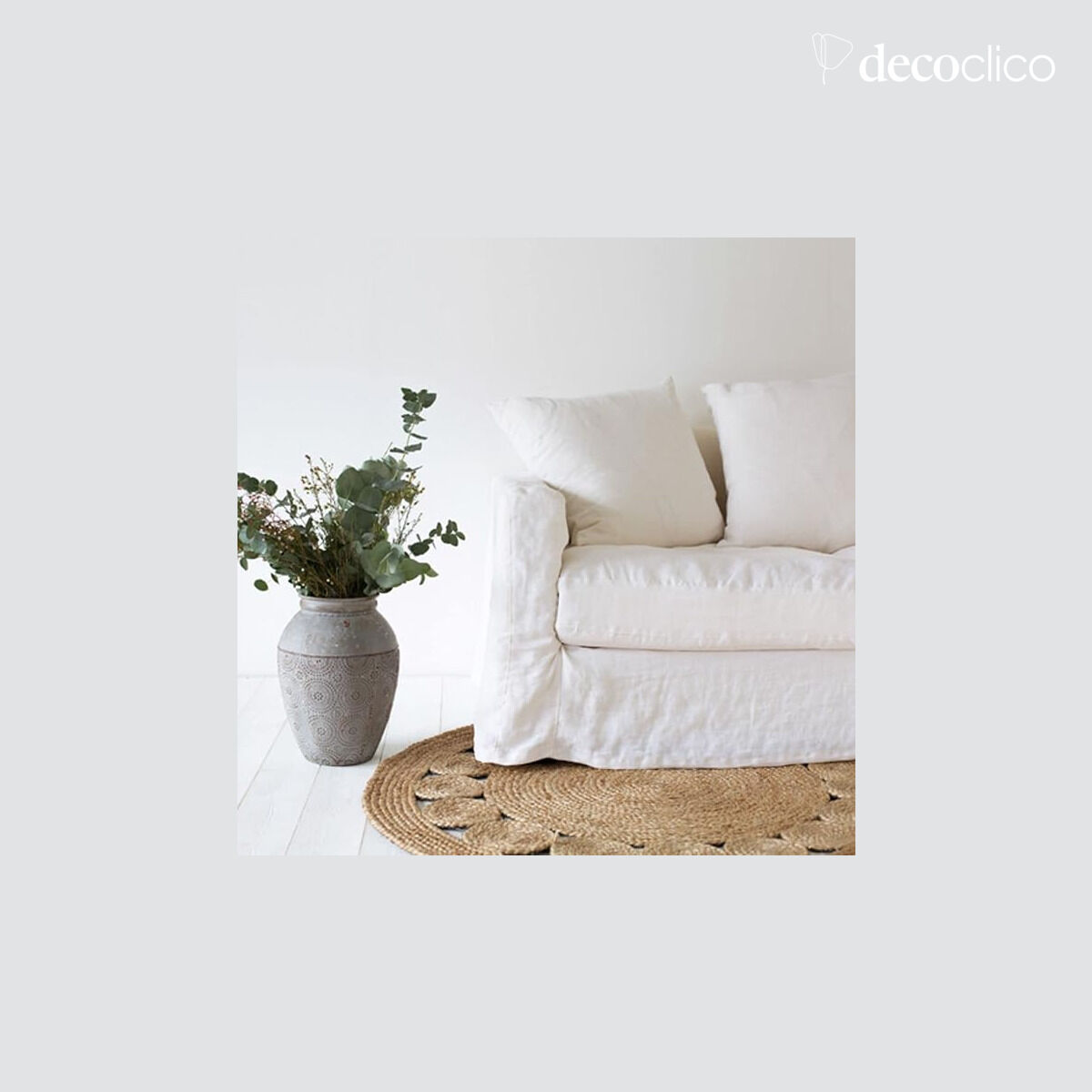 Fauteuil déhoussable en lin froissé Cap Breton blanc cassé - L 118