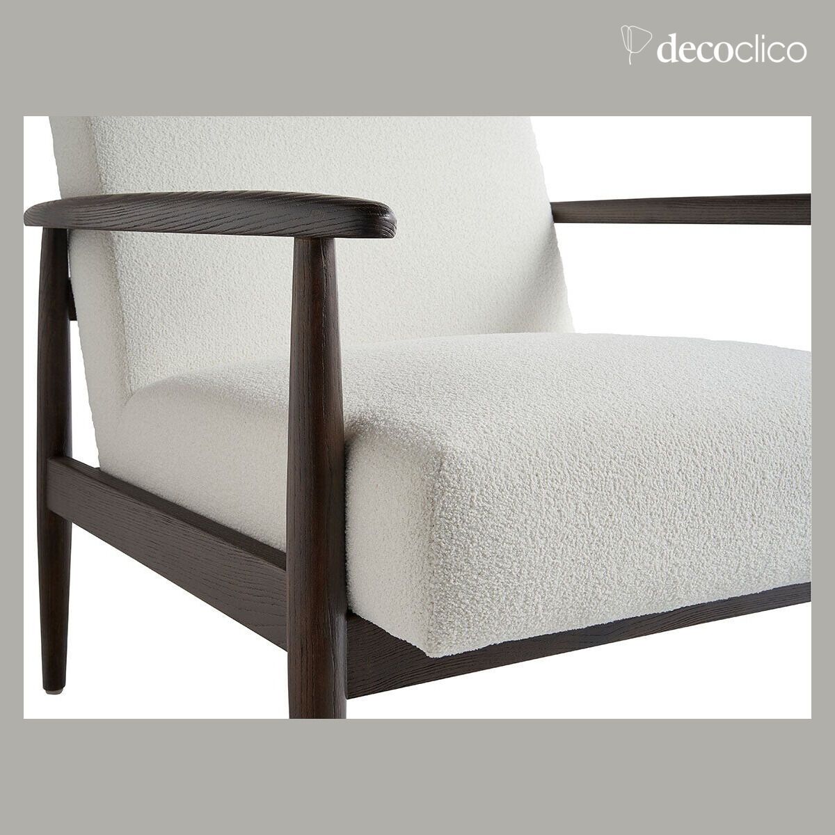 Fauteuil en frêne et bouclette beige