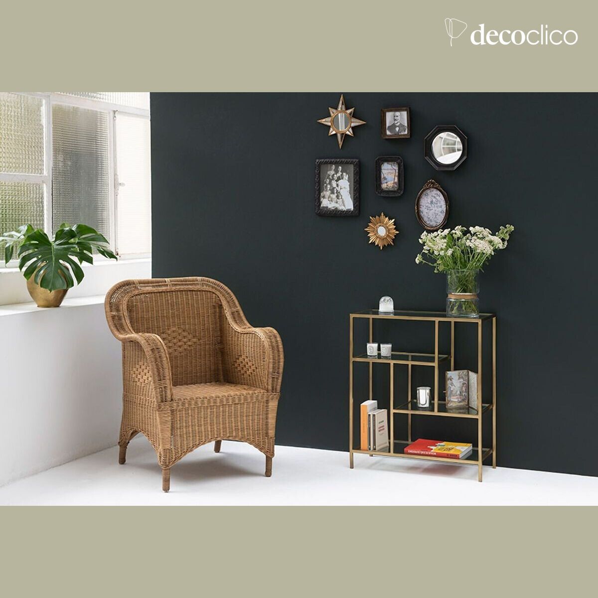 Fauteuil en rotin naturel avec accoudoirs et assise tressée Cabourg