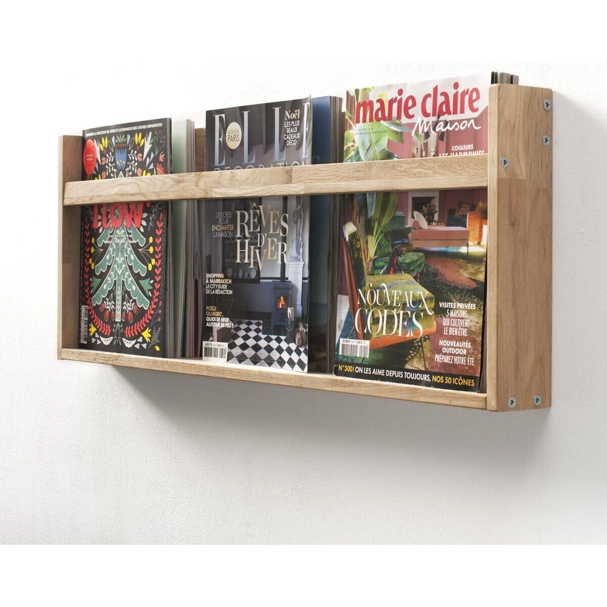 FSC natural oak wall-mounted magazine rack Mood