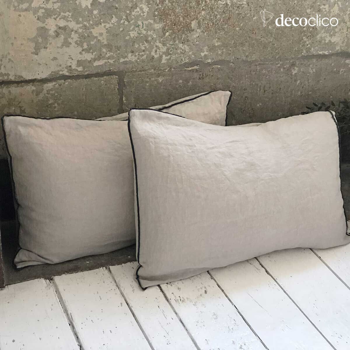 Funda de almohada de lino lavado arena 65x65cm  Oslo