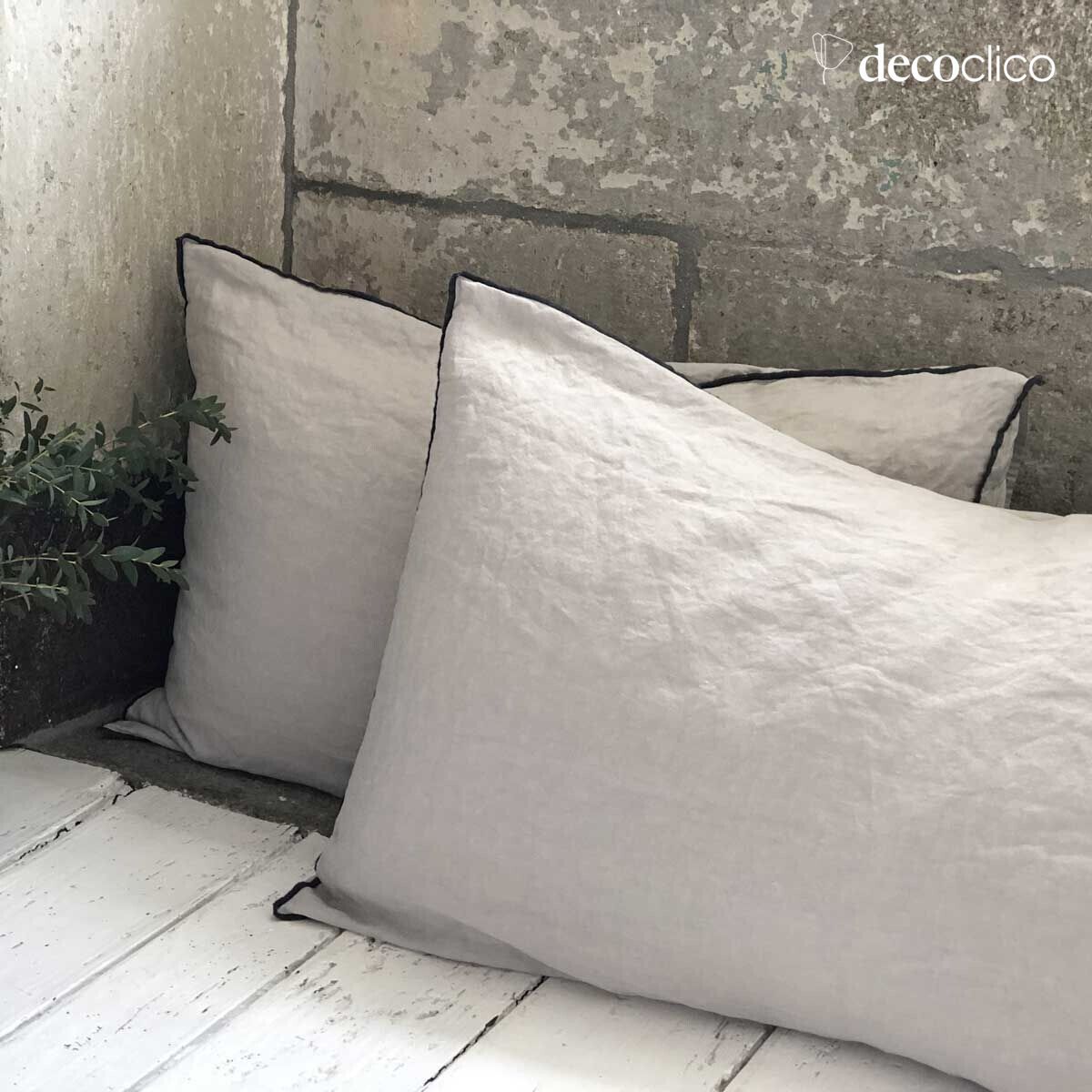 Funda de almohada de lino lavado arena 65x65cm  Oslo