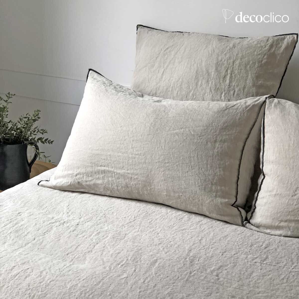 Funda de almohada de lino lavado arena 65x65cm  Oslo