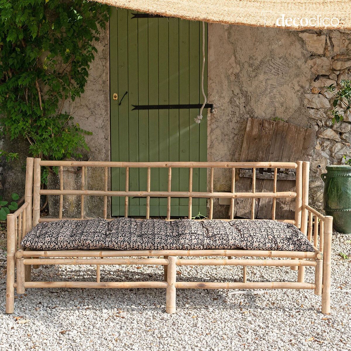 Futon-Bodenmatte aus Baumwolle mit Blockprint in dominierendem Anthrazit Pamir