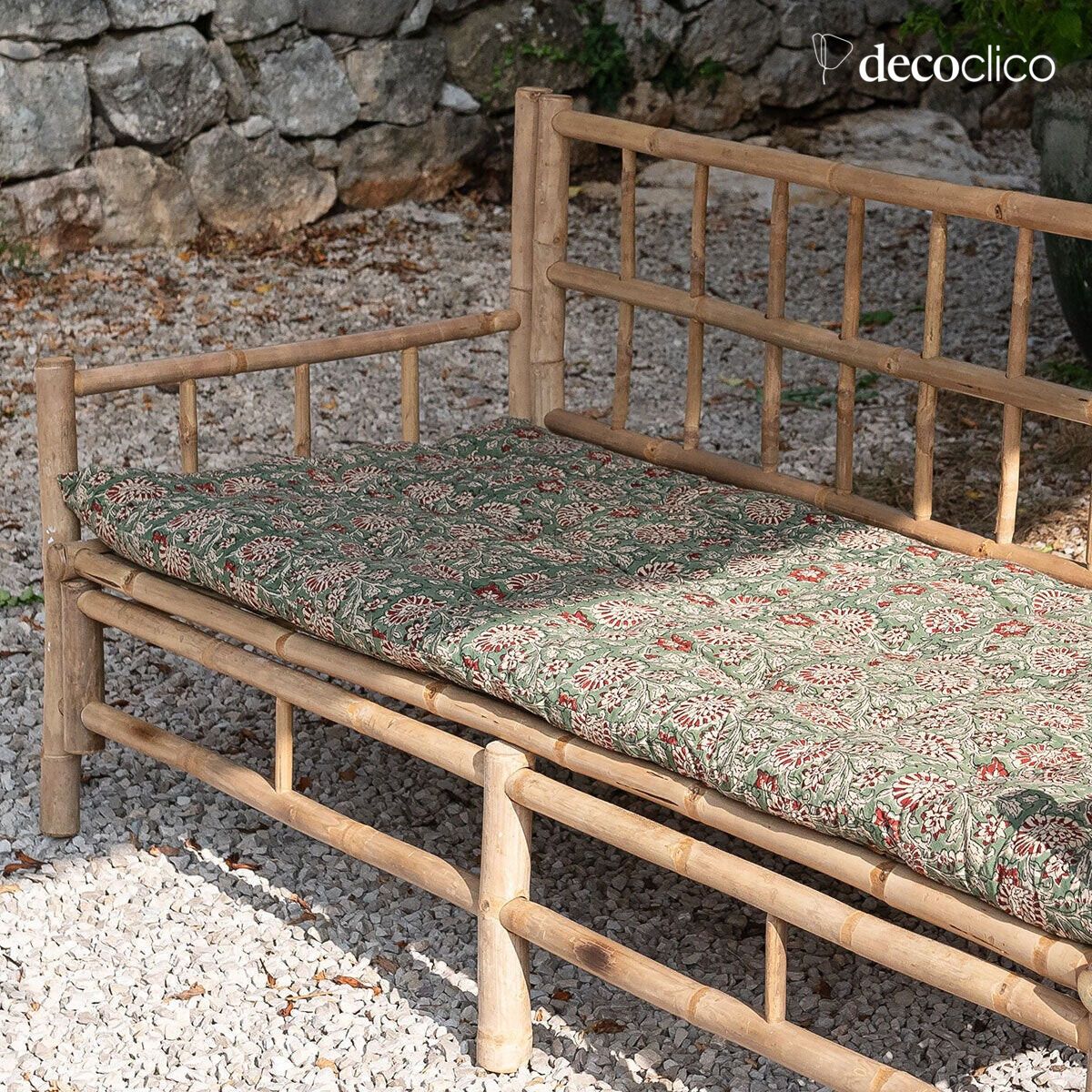 Futon-Bodenmatte aus Blockprint-Baumwolle mit grüner Dominante Pamir