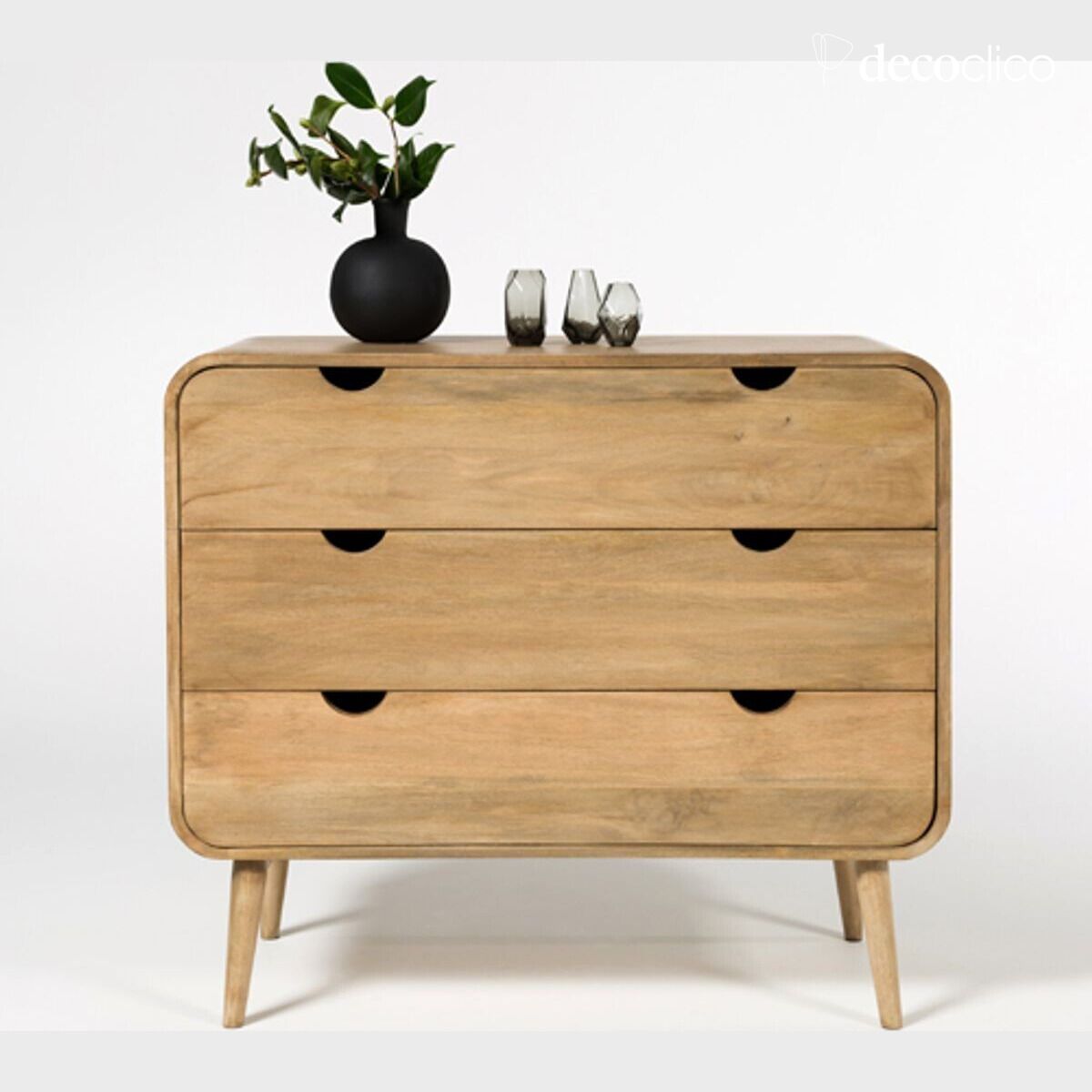 Gebeitst mangohouten commode met 3 laden Hanko