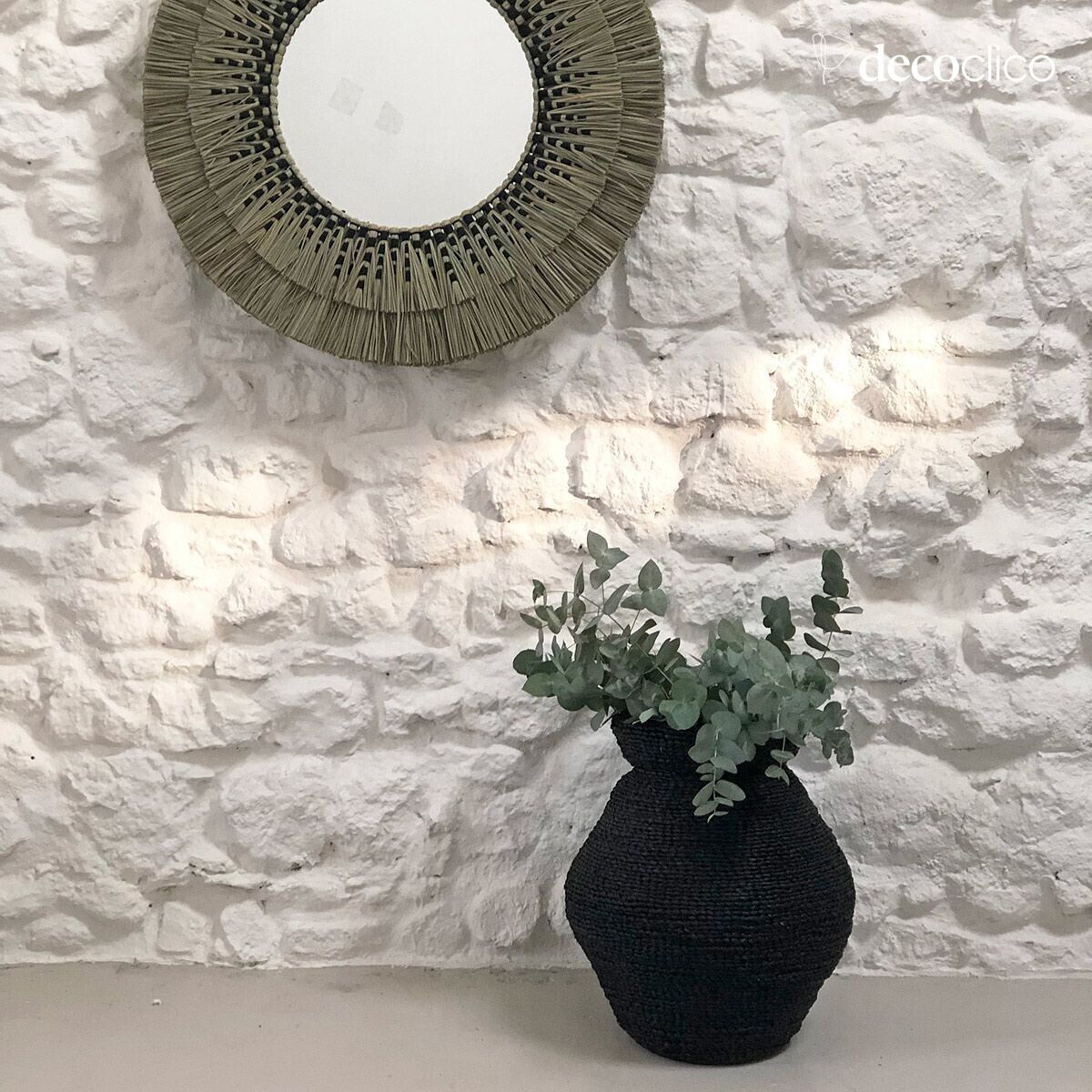 Gefäß aus schwarz gefärbtem, geflochtenem Mendong, H 50 cm  Sumba