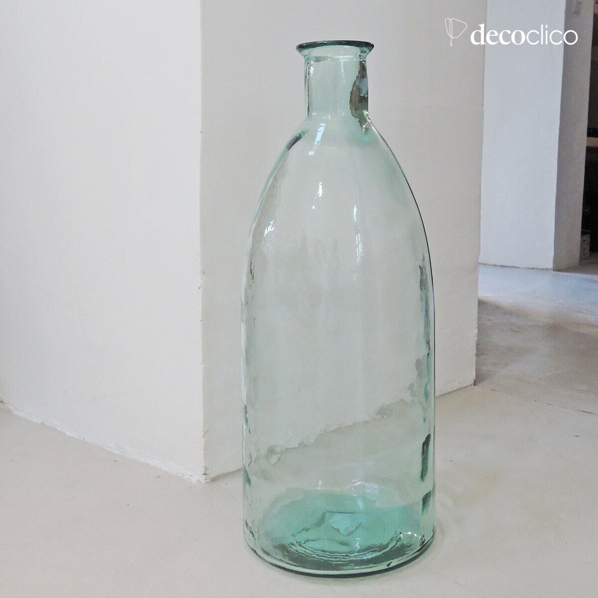 Glasflasche aus recyceltem, transparentem Glas H 61 cm