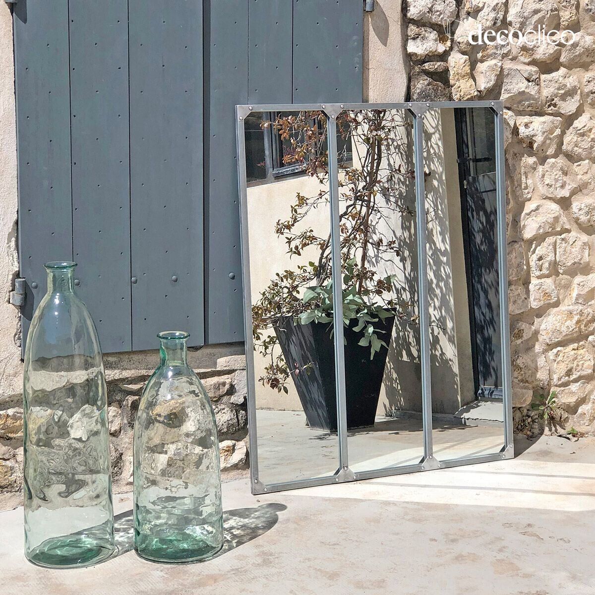 Glasflasche aus recyceltem, transparentem Glas H81 cm