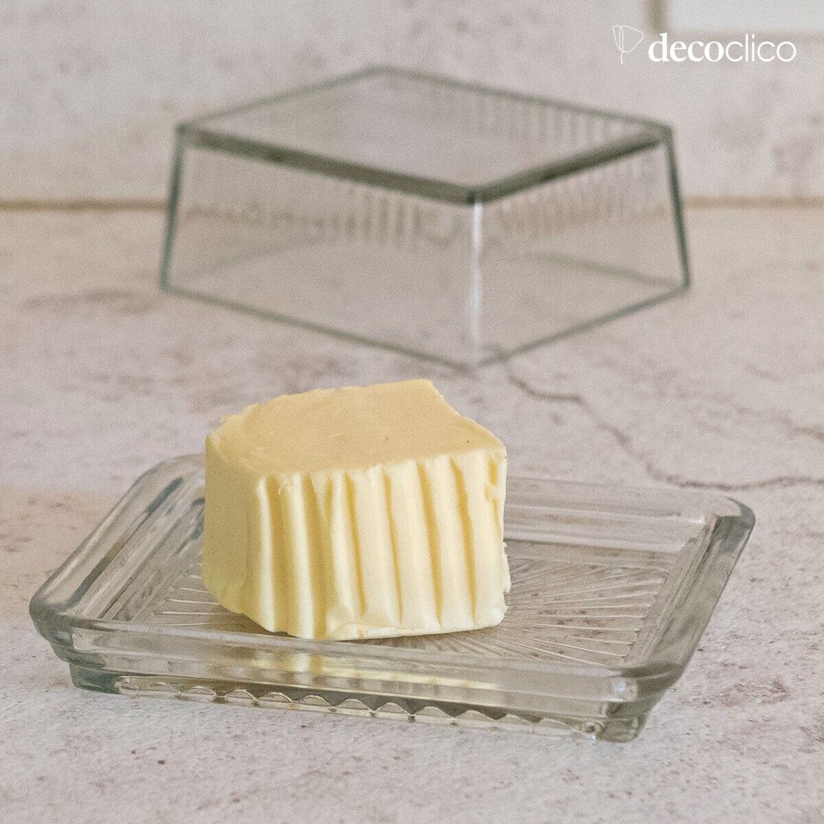 Glass butter dish with lid
