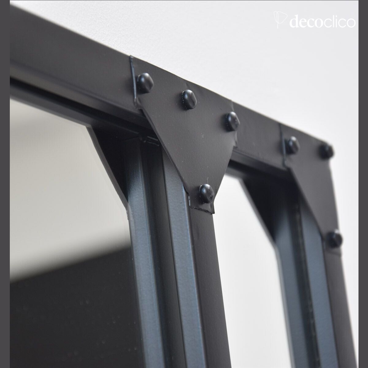 Glass mirror, black rectangular metal frame, 60 x 83 cm  Bricklane