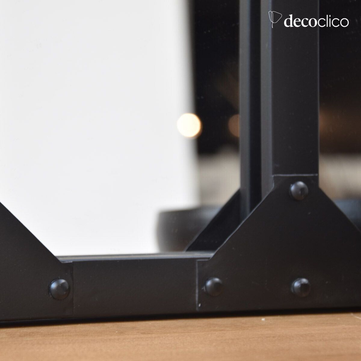 Glass mirror, black rectangular metal frame, 60 x 83 cm  Bricklane