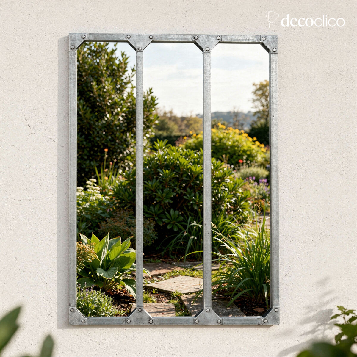 Glass mirror, rectangular metal workshop, zinc finish, 60 x 83 cm  Bricklane