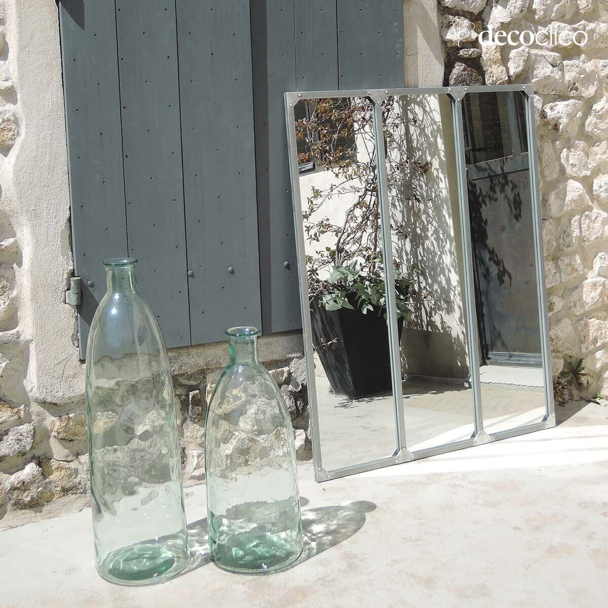 Glass mirror, rectangular metal workshop, zinc finish, 60 x 83 cm  Bricklane