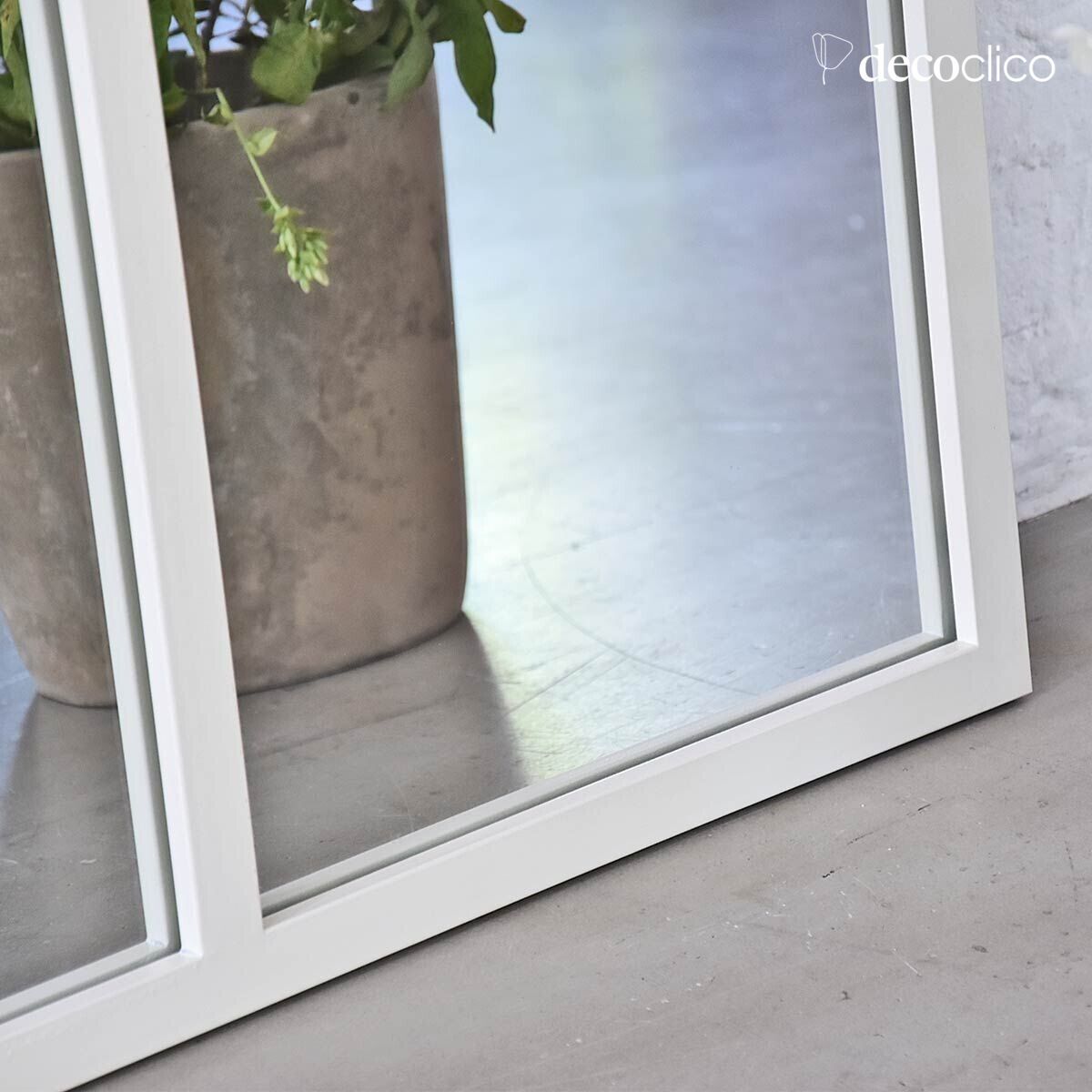 Glass mirror, rectangular white metal studio 140 x 75 cm  Barney