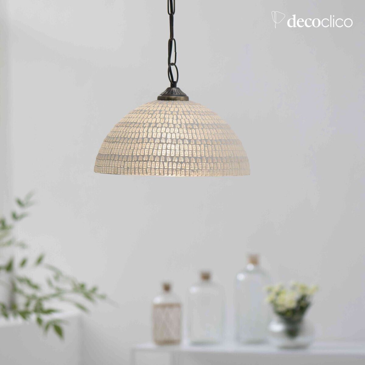 Glass mosaic dome suspension - white Bangalore