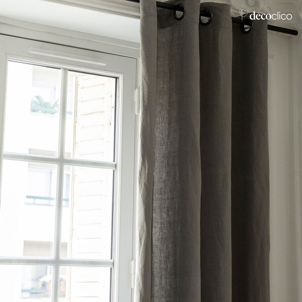 Gordijn van grijsgroen gewassen linnen - 140x280 cm Oslo