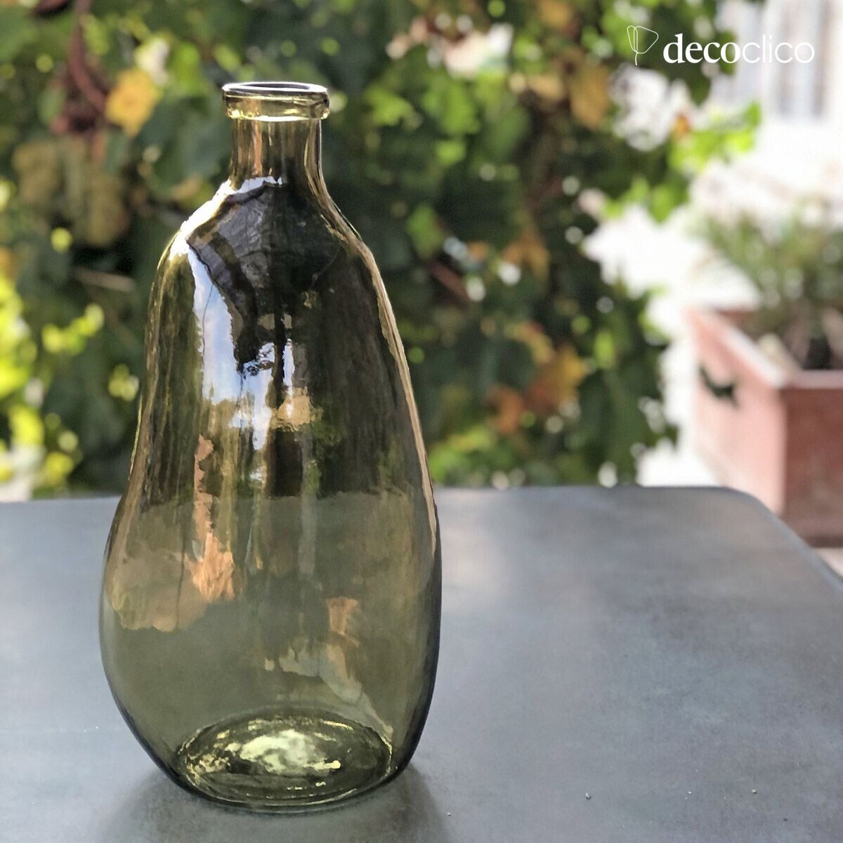 Green bumpy glass bottle jar 40 x 17 cm