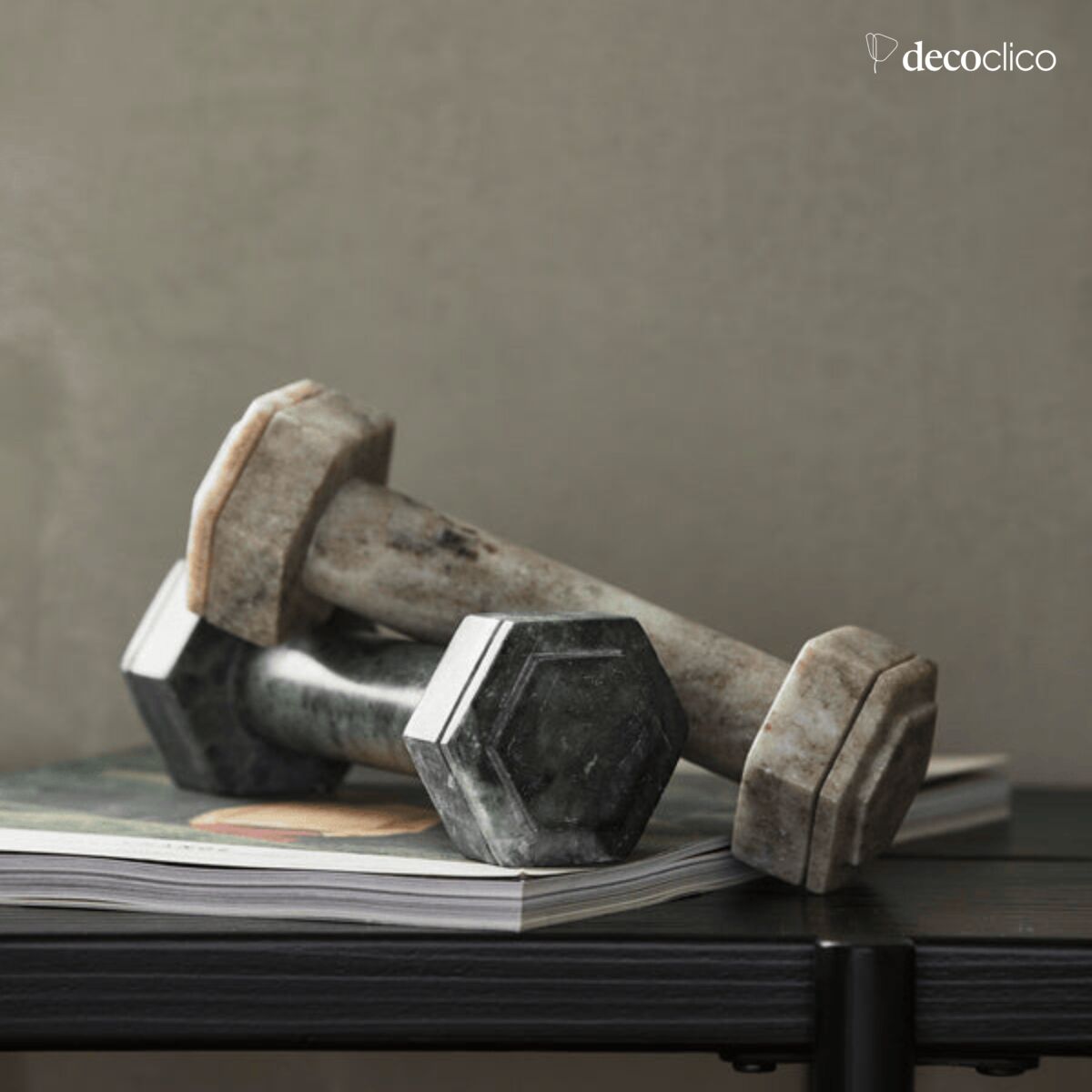 Green marble dumbbell paperweight Hvar Nordal