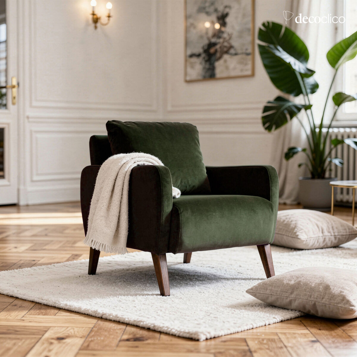 Groen fluwelen fauteuil