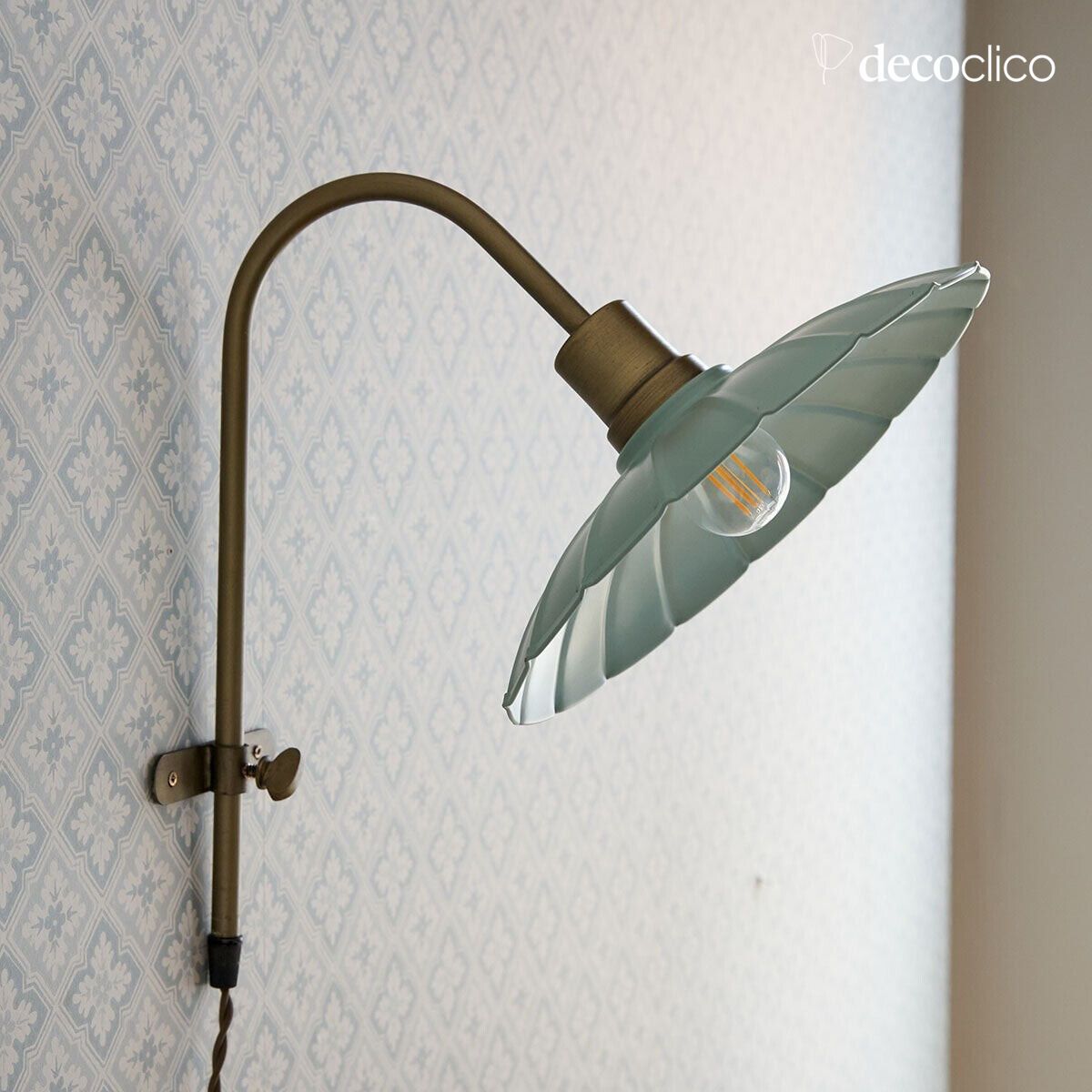 Groene vintage metalen wandlamp Odette