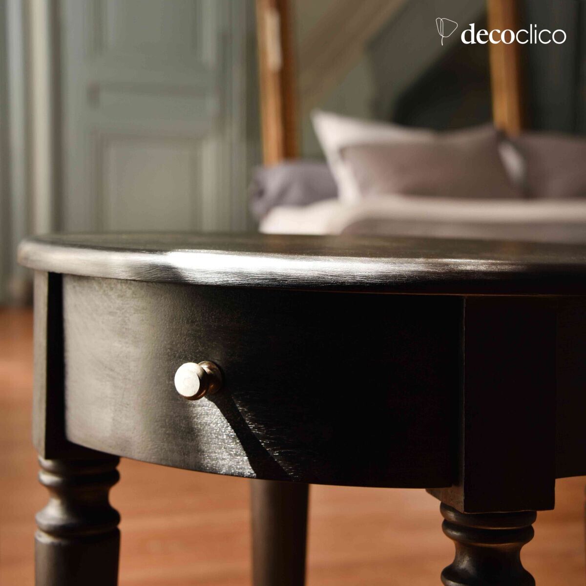 Guéridon rond ou chevet en manguier charbon Mareuil