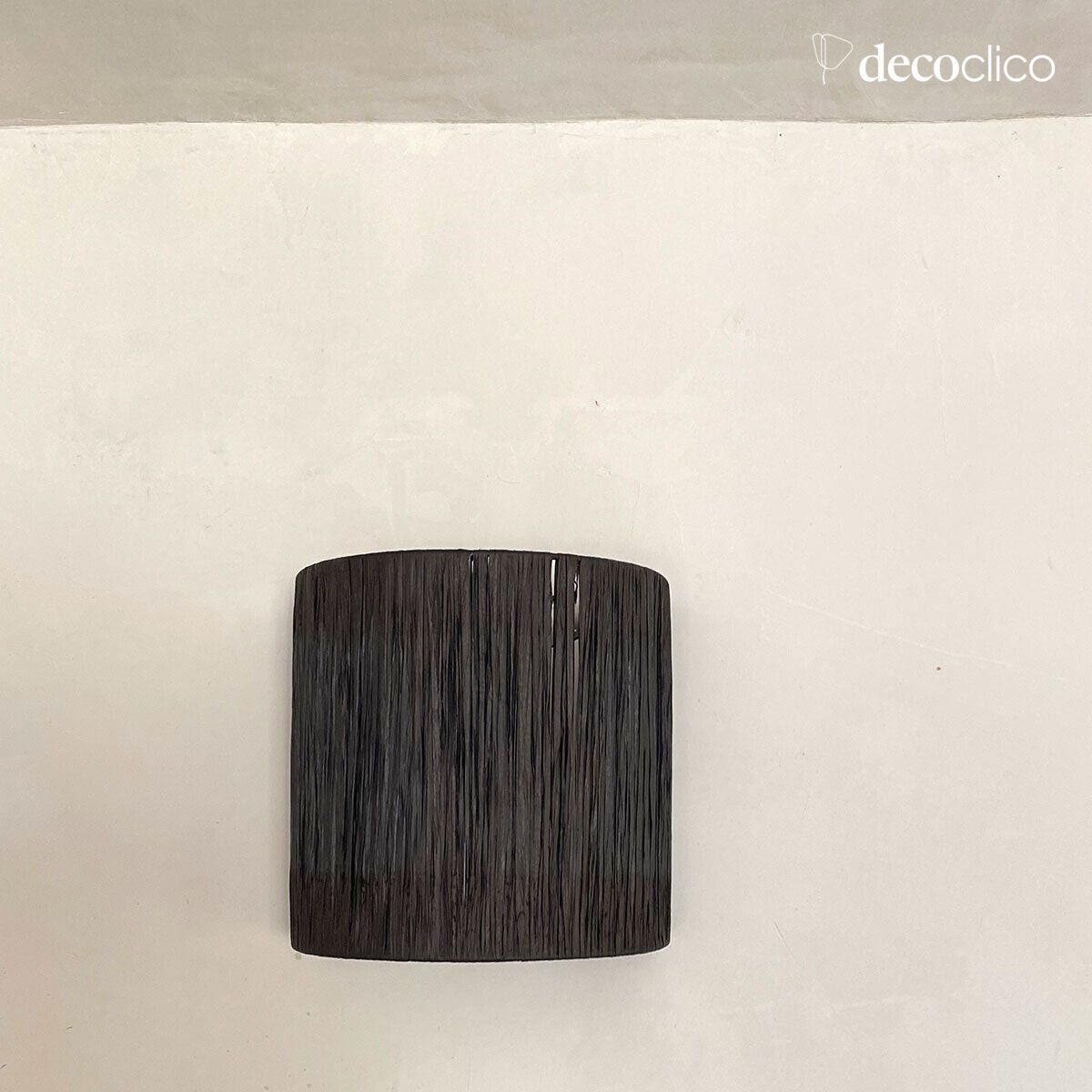 Half-moon wall lamp, not electrified, in natural raffia, matt black