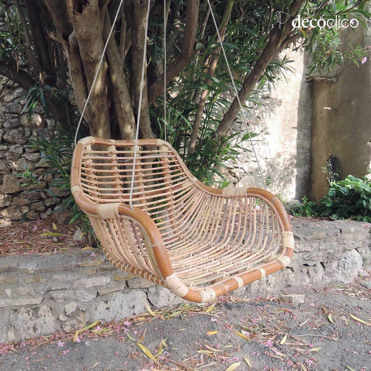 Hamaca colgante de mimbre natural trenzado Moka